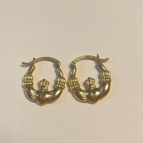 10kt Solid Gold Earrings hoops Celtic Irish - Picture 3 of 6